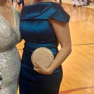 Turquoise off the shoulder dress